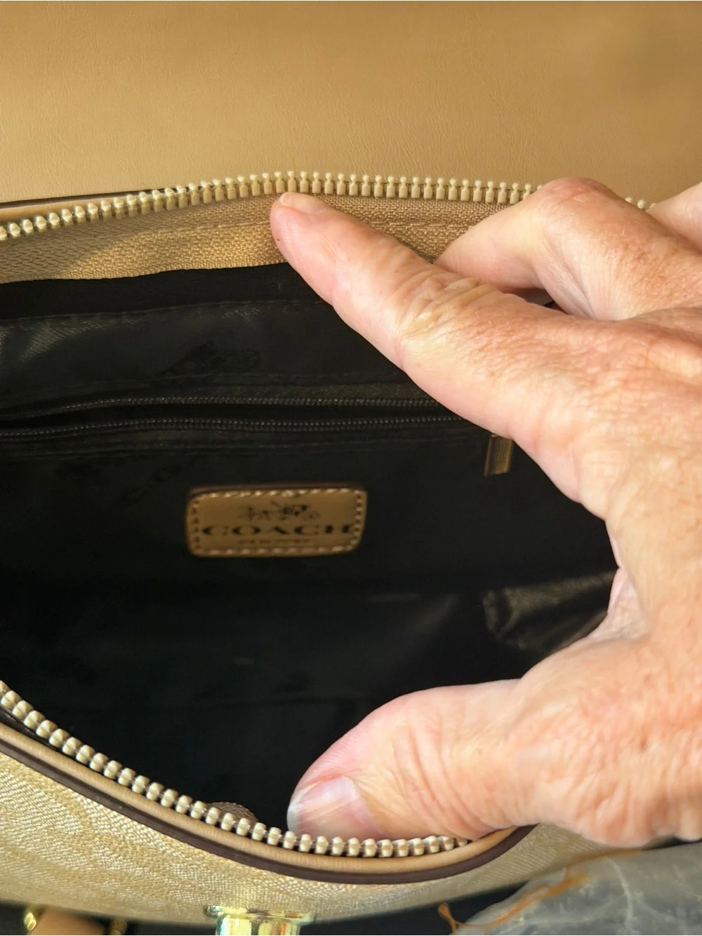 Coach Two-Tone Brown Signature Satchel